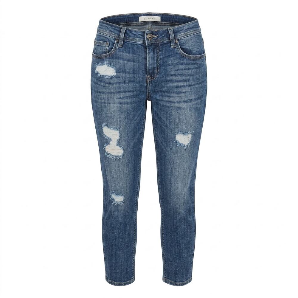 Eunina Sasha Low Rise Relaxed Skinny Crop Blue Jeans Women Size 9